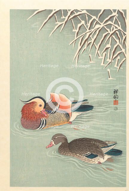 Mandarin ducks, 1925-1936. Creator: Ohara, Koson (1877-1945).