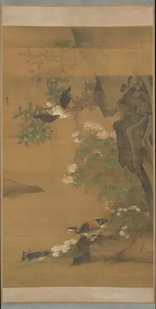 Mandarin ducks and cotton rose hibiscus. Creator: Lu Ji