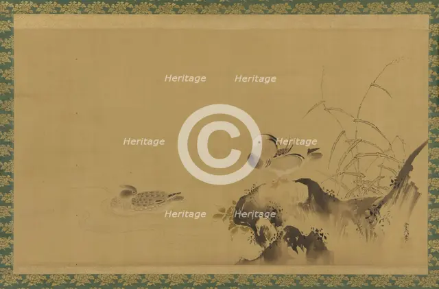Mandarin ducks in a landscape, Edo period, mid 17th-early 18th century. Creator: Kanô Yôboku Tsunenobu.