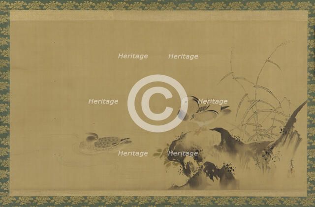 Mandarin ducks in a landscape, Edo period, mid 17th-early 18th century. Creator: Kanô Yôboku Tsunenobu.