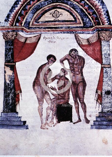 Mandibular reduction, miniature in the Surgery Codex in Comments of Apollonius, by Cizio the 8th …