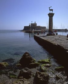 Mandraki Harbour, Rhodes, Greece, 2019. Creator: Ethel Davies