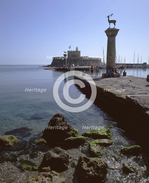 Mandraki Harbour, Rhodes, Greece, 2019. Creator: Ethel Davies.