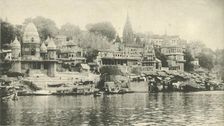 "Manekanka" Bathing and Burning Ghat, Benares . Creator: Saeed Bros