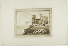 Manerbawr Castle in Pembroke Shire, from Twelve Views in Aquatinta from Drawings taken...South Wales Creator: Paul Sandby