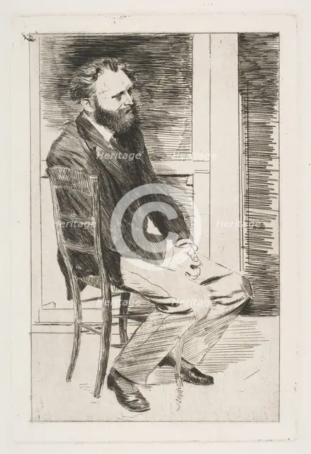 Manet Seated, Turned to the Right, 1864-65. Creator: Edgar Degas.