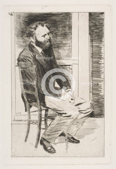 Manet Seated, Turned to the Right, 1864-65. Creator: Edgar Degas.