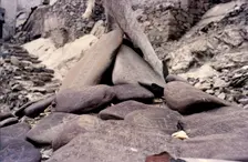 Mani stones, Ladakh, India, 1988. Creator: Amanda Waite