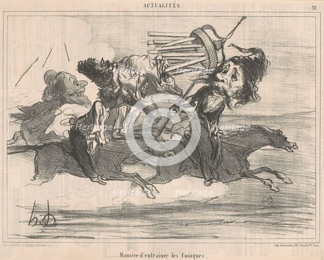 Maniére d'entrainer les cosaques, 19th century. Creator: Honore Daumier.