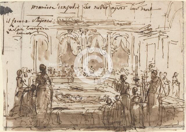 Maniere d'exposer les nobles apres leur mort. Creator: Gabriel de Saint-Aubin.