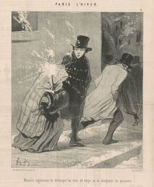 Manière ingénieuse de décharger les toites ..., 19th century. Creator: Honore Daumier