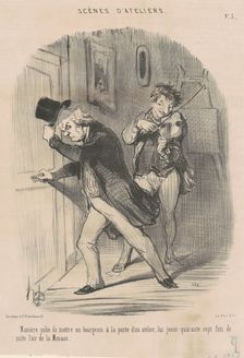 Manière polie de mettre ... a la porte ..., 19th century. Creator: Honore Daumier