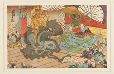 Manifestation of the Seven-faced divinity at Minobuzan, 9th month 1277, 19th century. Artist: Utagawa Kuniyoshi