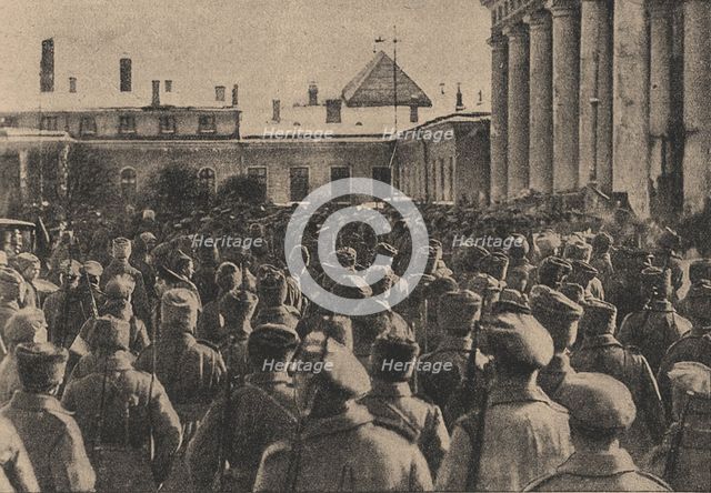 Manifestation of revolutionary troops in front of the State Duma during the February Revolution, 191 Artist: Steinberg, Yakov Vladimirovich (1882-1942)