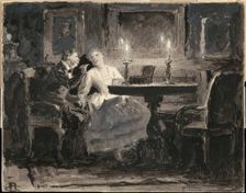 Manilovs. Illustration for the poem The Dead Souls by N. Gogol