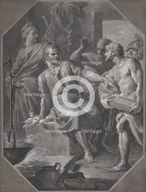 Manius Curius Dentatus Refusing the Presents of the Samnite Ambassadors, 1732-92. Creator: Fedele Fischetti.