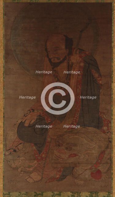 Manjusri and his lion, Ming dynasty, 1368-1644. Creator: Unknown.