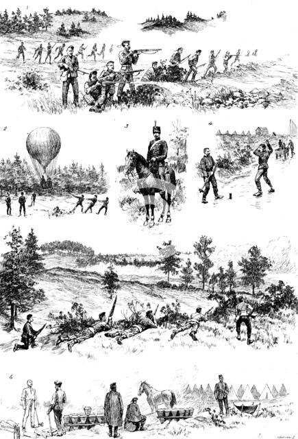 Manoeuvres of the First Army Corps in and around Wolmer Forest, Hampshire, 1890. Creator: Carl Hentschel.