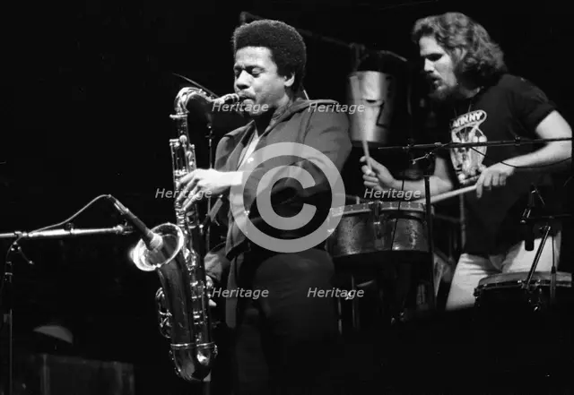 Manolo Badrena and Wayne Shorter, Odeon Hammersmith, London, 1976. Creator: Brian O'Connor.