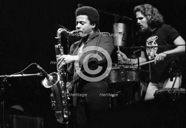 Manolo Badrena and Wayne Shorter, Odeon Hammersmith, London, 1976. Creator: Brian O'Connor.