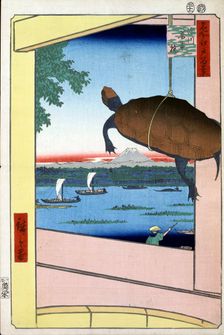Mannen Bridge and the Fukagawa District (One Hundred Famous Views of Edo), 1856-1858. Creator: Hiroshige, Utagawa (1797-1858)