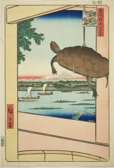 Mannen Bridge, Fukagawa (Fukagawa Mannenbashi), from the series "One Hundred..., 1857. Creator: Ando Hiroshige