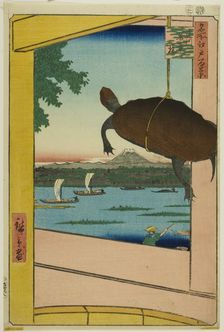 Mannen Bridge, Fukagawa (Fukagawa Mannenbashi), from the series "One Hundred..., 1857. Creator: Ando Hiroshige