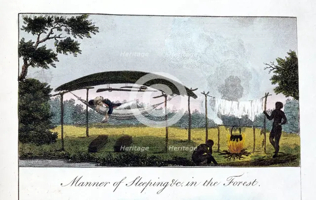'Manner of Sleeping in the Forest', 1813.  Artist: John Gabriel Stedman