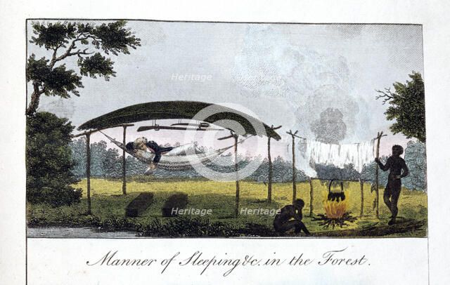 'Manner of Sleeping in the Forest', 1813.  Artist: John Gabriel Stedman