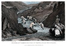 Manner of Washing for Gold in the Brazilian Mountains 1814. Creator: Lester