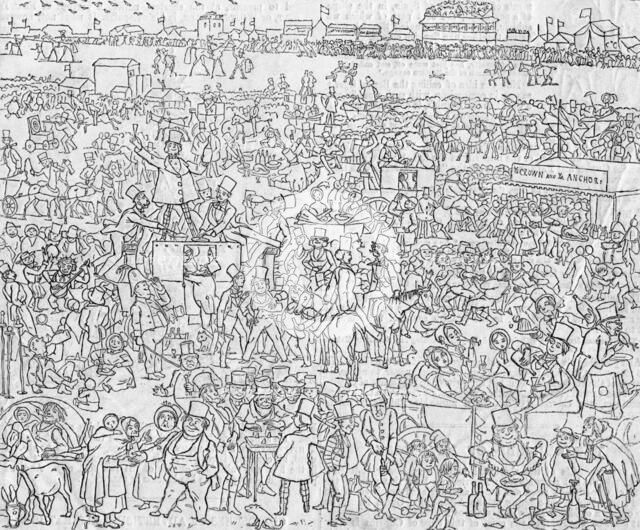 'Manners and Customs of ye Englyshe in 1849: A View of Epsom Downe on ye Derbye Daye', 1849. Artist: Richard Doyle.