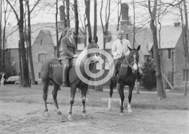 Manners, Mrs. Alice G., with unidentified man, on horseback, between 1911 and 1942. Creator: Arnold Genthe.