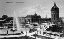 Mannheim Friedrichsplatz - buildings & fountain. Creator: Unknown