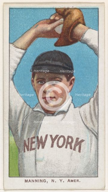 Manning, New York, American League, from the White Border series (T206) for the America..., 1909-11. Creator: American Tobacco Company.