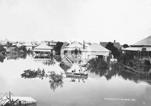 Manning Street - South Brisbane - Brisbane 1893 floods. Creator: James Clark.