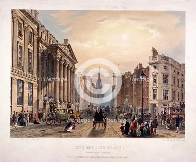 Mansion House and Cheapside, London, 1851. Artist: Thomas Picken