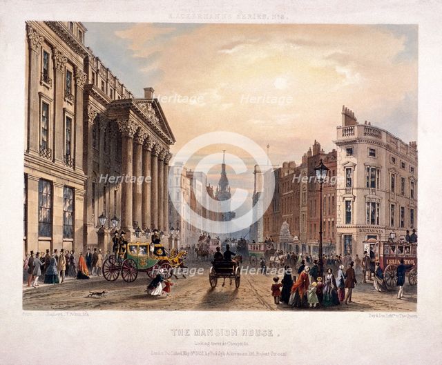 Mansion House and Cheapside, London, 1851. Artist: Thomas Picken