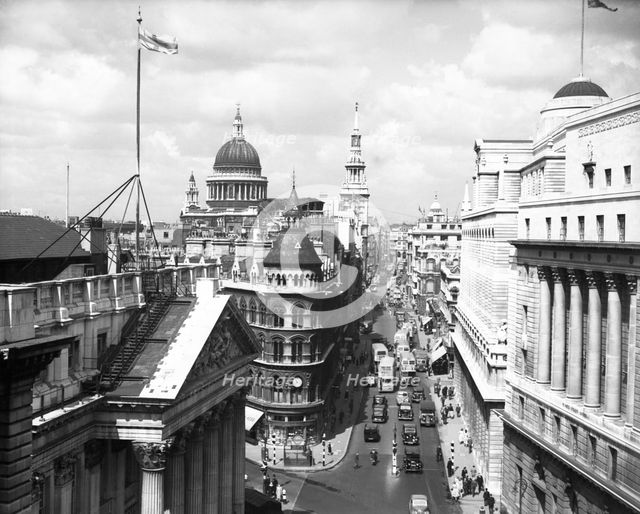 Mansion House and St Paul's Cathedral, City of London, c1955. Creator: Arthur Charles Kirby Ware.