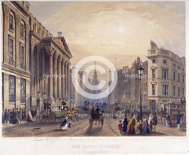 Mansion House (exterior), London, 1851. Artist: Thomas Picken