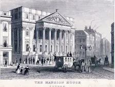 Mansion House (exterior), London, c1830. Artist: R Acon