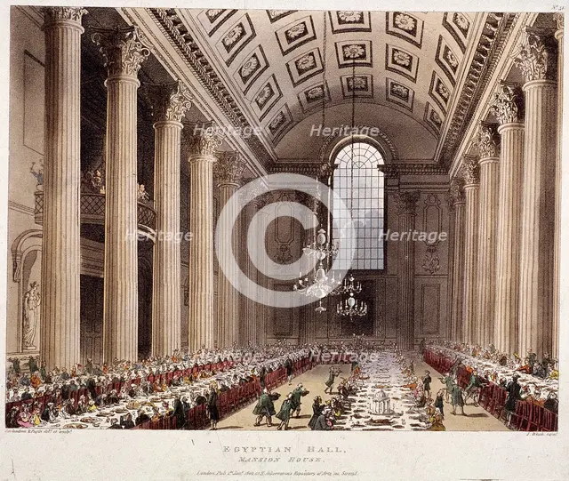 Mansion House (interior), London, 1809. Artist: Thomas Rowlandson