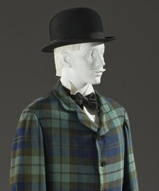 Man’s two-piece lounge suit, England, 1875-1880. Hat: 1875-1890.. Creator: Unknown