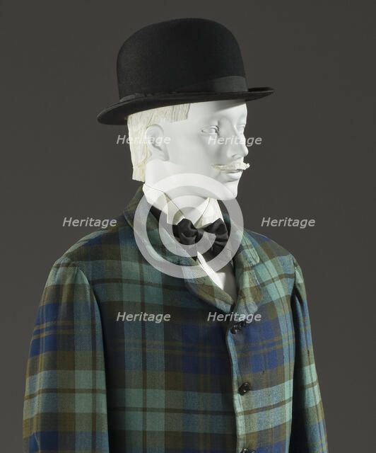 Man’s two-piece lounge suit, England, 1875-1880. Hat: 1875-1890.. Creator: Unknown.