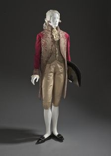 Man’s court ensemble of red wool coat and cloth-of-silver vest, Italy, c.1800-1810. Creator: Unknown