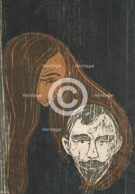 Man's Head In Woman's Hair, 1896. Creator: Edvard Munch.