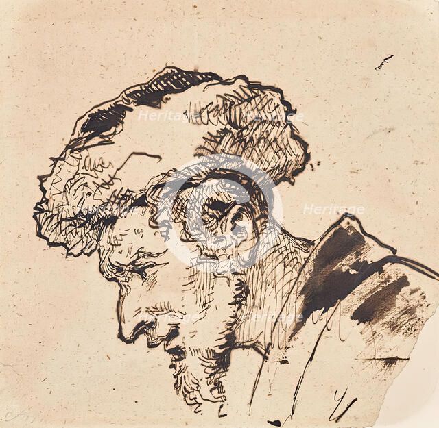 Man's head with fur hat, undated. (c1860s) Creator: Louis Toussaint.