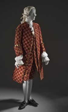 Man’s suit (coat, waistcoat and breeches), France, c.1755. Creator: Unknown