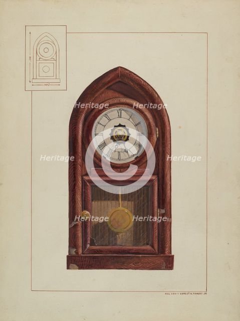 Mantel Clock, 1935/1942. Creator: Ernest A Towers Jr.