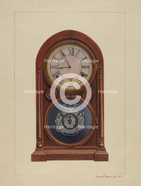 Mantel Clock or Shelf Clock, c. 1938. Creator: Samuel Fineman.