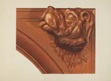 Mantle Carving (Dog's Head), c. 1939. Creator: Henry Murphy